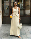 Fashionable Solid Color Sleeveless Dress Set