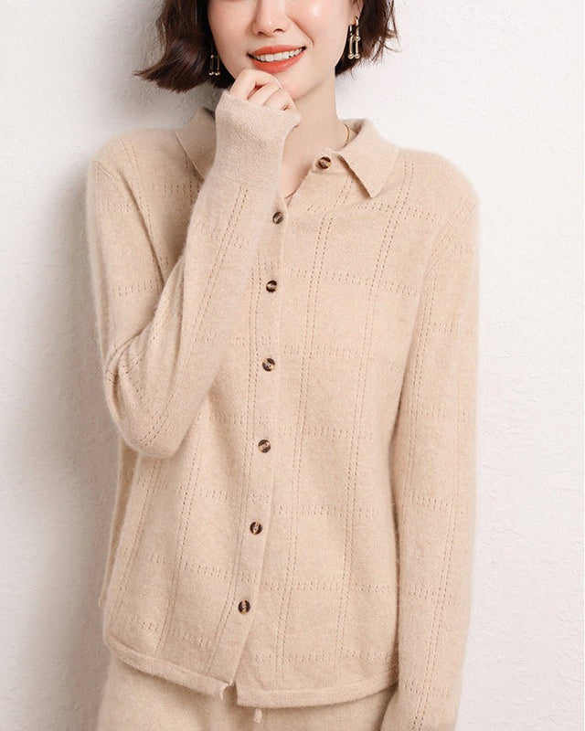 Cashmere Openwork Cardigan Sweater