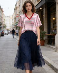 Loose-Fit Striped V-Neck T-Shirt