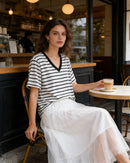 Loose-Fit Striped V-Neck T-Shirt