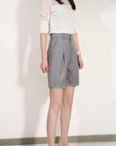 High-Waisted Casual Suit Shorts
