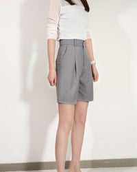 High-Waisted Casual Suit Shorts