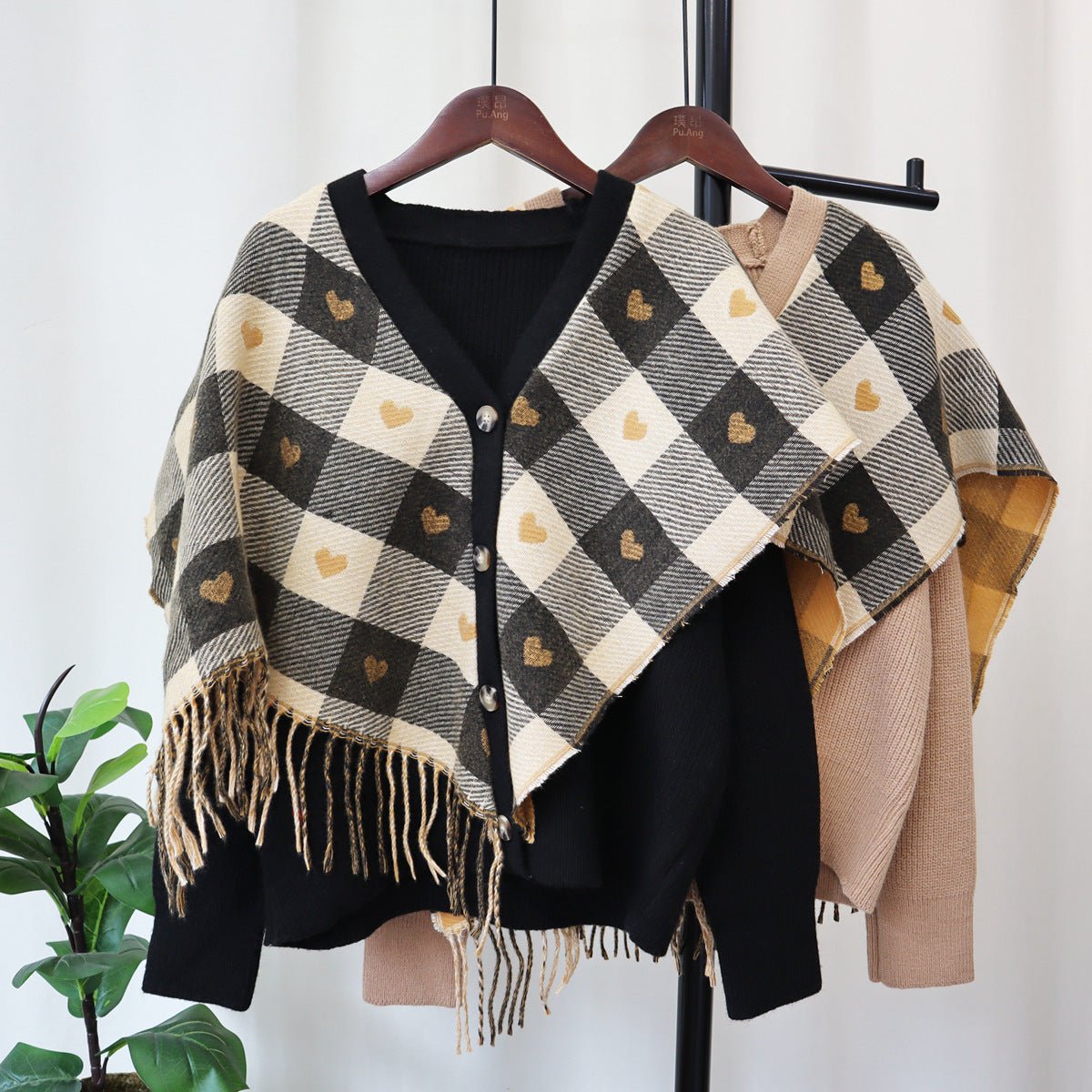 Fake Two-pieces Patchwork Shawl Sweater