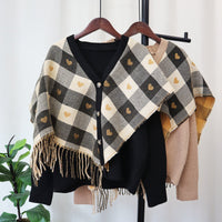 Fake Two-pieces Patchwork Shawl Sweater