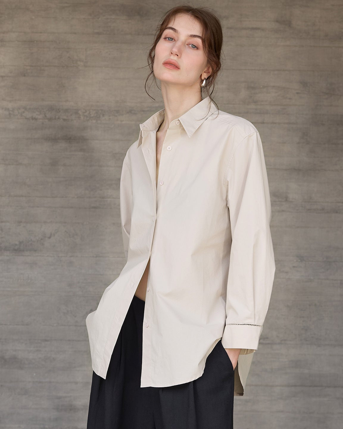 Loose-Fitting Collared Cotton Shirt