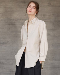 Loose-Fitting Collared Cotton Shirt