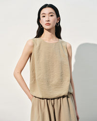 Sleeveless Loose-Fit Crew Neck Tank Top