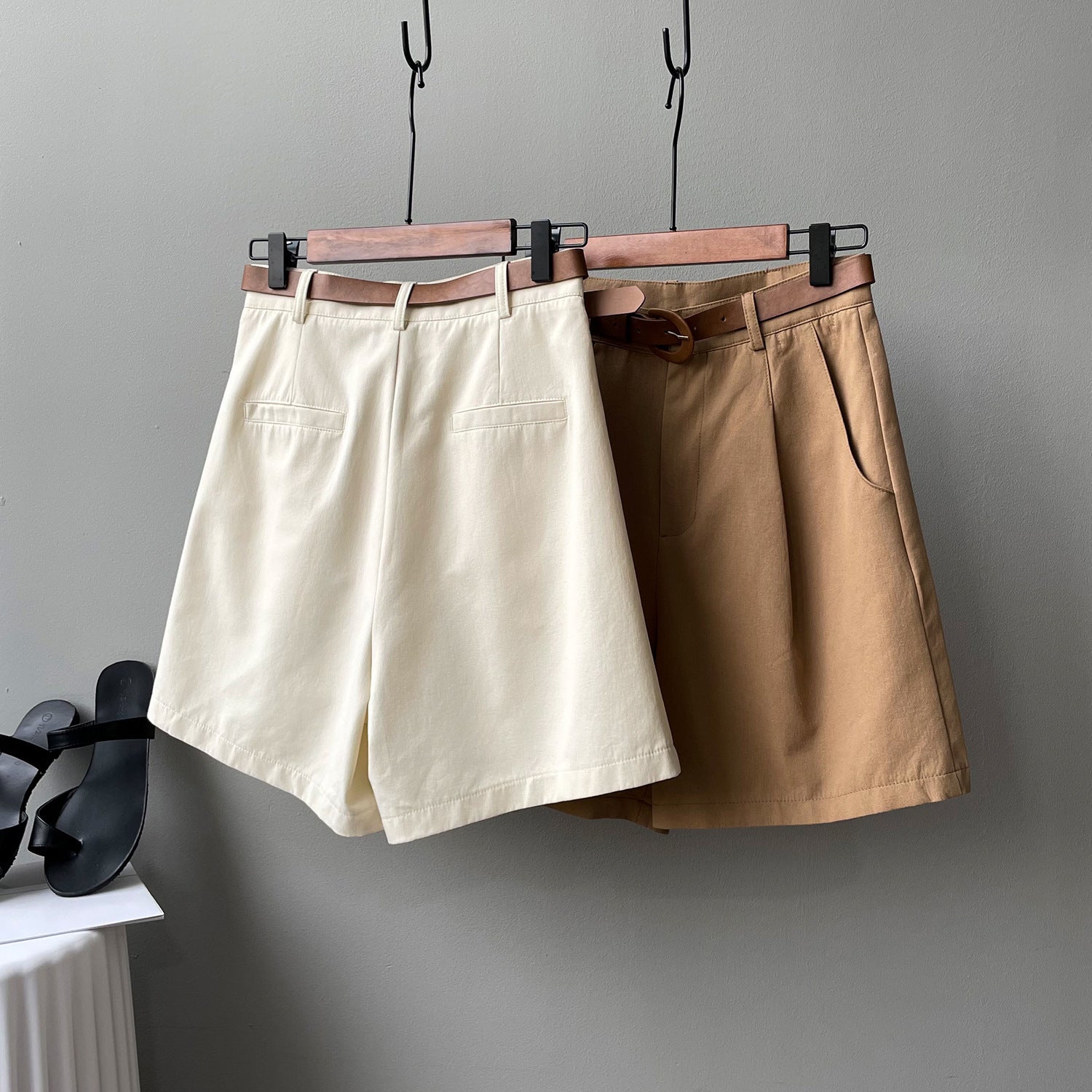 High-Waisted Loose-Fit Suit Shorts
