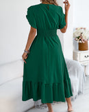 Casual Short-Sleeved Slim-Fit Long Dress