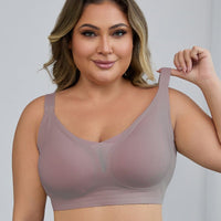 Plus-size wire-free semi-fixed push-up bra