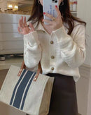 Wool Cardigan Polo Collar Sweater