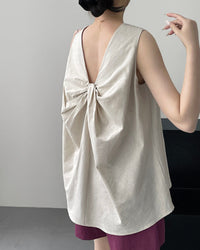 Loose Sleeveless Back-Knotted Vest