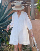 Pure Cotton Embroidered V-Neck A-Line Dress
