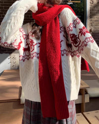 Christmas Retro Jacquard Crew Neck Sweater