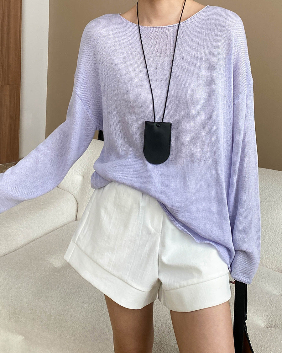 Crew Neck Sun Protection Knitwear