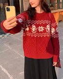 Christmas Retro Jacquard Crew Neck Sweater