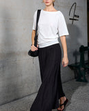 High-Waisted, Structured-Panel A-Line Skirt
