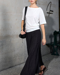 High-Waisted, Structured-Panel A-Line Skirt