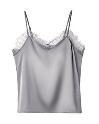 Loose V-Neck Lace-Trimmed Vest