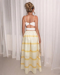 Striped High Waist Big Swing Skirt