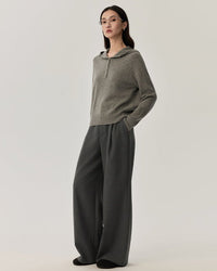 Sheep Wool Hooded Knit Pullover Sweater