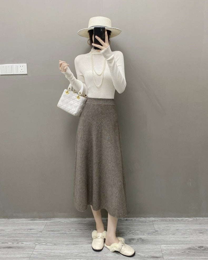High-Waisted Soft A-Line Cashmere Skirt