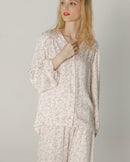 Long-sleeved Shirt & Pants Satin Pajamas Set