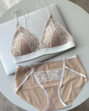 Triangle Cup Lace V Bra Set