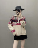 Cashmere Loose Half-Zip Casual Sweater