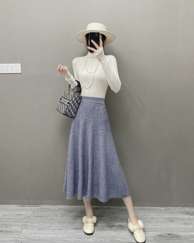 High-Waisted Soft A-Line Cashmere Skirt