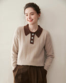 Soft And Skin-Friendly Cashmere Polo Collar Sweater