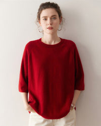 Cashmere Knitted Three-Quarter Sleeve Loose Sweater