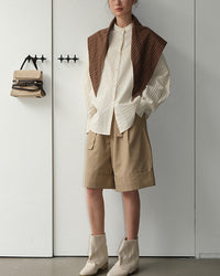 Loose-Fitting High-Waisted Tie-Up Shorts