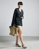 Loose-Fit Long-Sleeve V-Neck Linen Shirt
