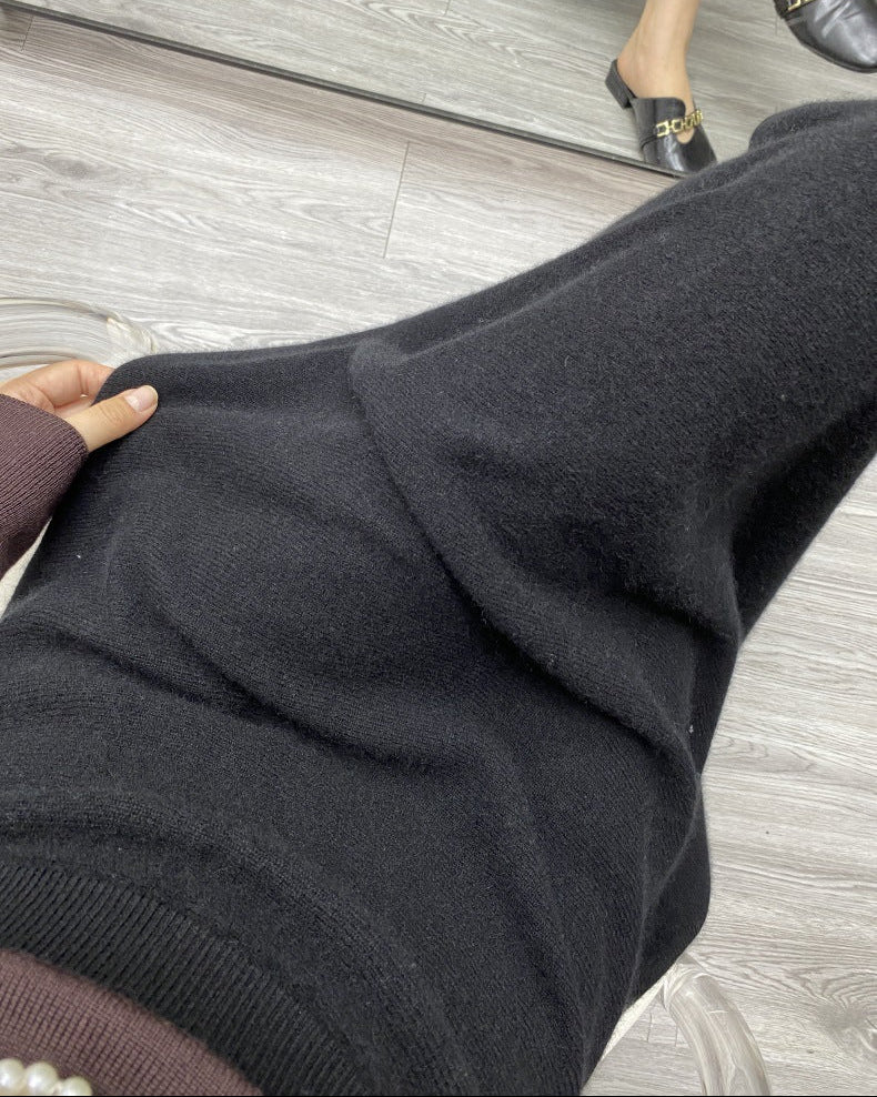 High-Waisted Soft A-Line Cashmere Skirt