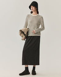 High-Waisted Stretch Wool Skirt