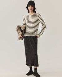 High-Waisted Stretch Wool Skirt