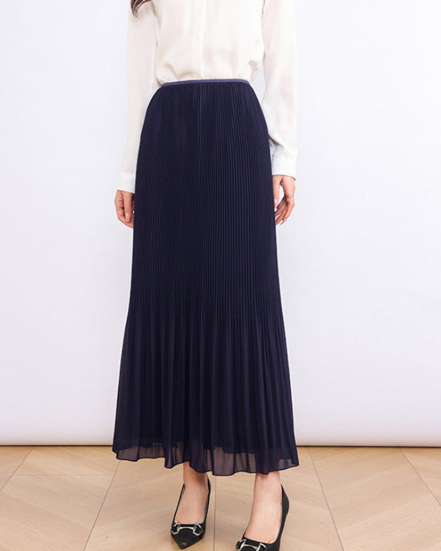 High-Waisted Comfortable Pleated Midi Skirt
