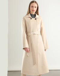 A-Line Pure Wool Belted Trench Coat