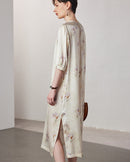 Loose-Fit Straight-Cut Printed Silk Dress