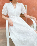 Pure Cotton High-Waisted Button-Down Dress