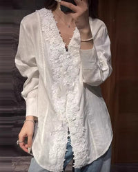Linen Blend 3D Embroidered Shirt