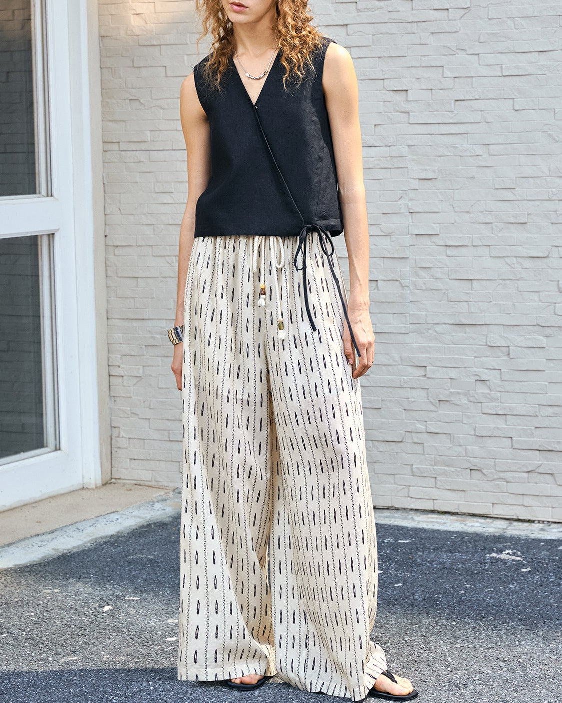 Tencel Linen Loose Straight-Leg Pants