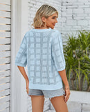 Crew Neck Openwork Sun Protection Knitwear