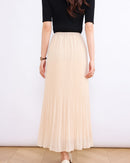 High-Waisted Comfortable Pleated Midi Skirt