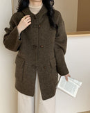 Hooded Reversible Mid-Length Wool Coat