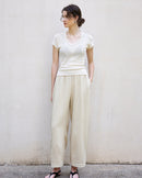 High Waist Linen-Blend Ankle Pants