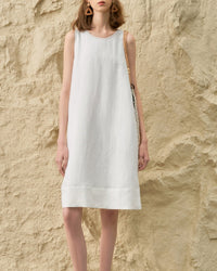 Solid-Color Linen A-Line Dress