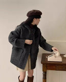 Hooded Reversible Mid-Length Wool Coat