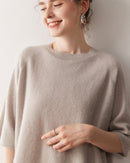 Cashmere Knitted Three-Quarter Sleeve Loose Sweater